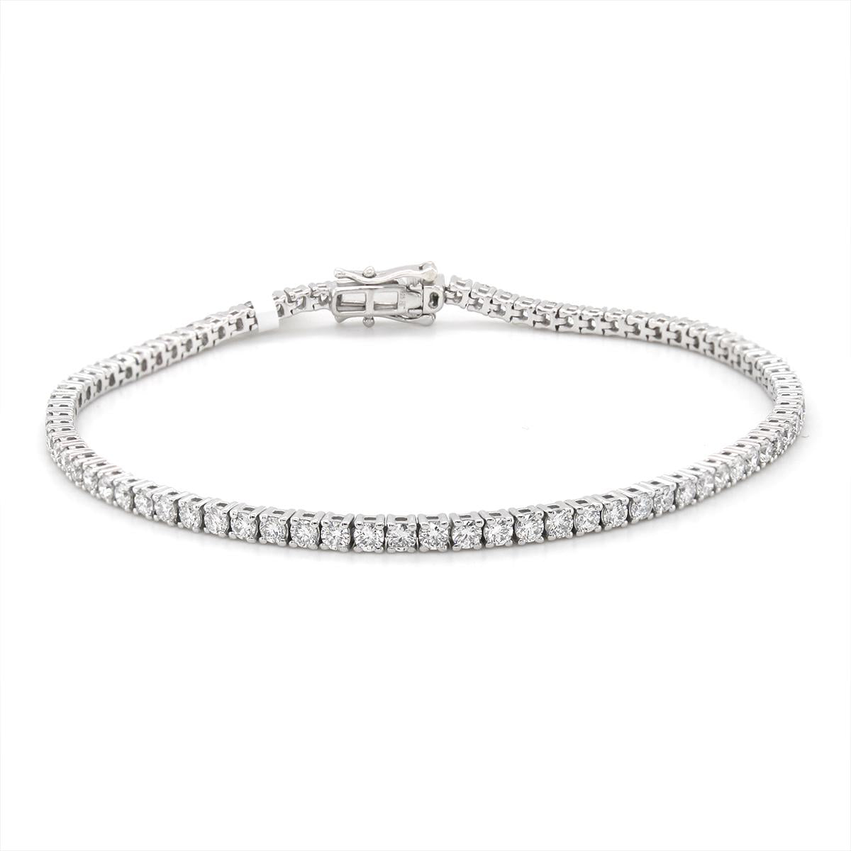 STERLING SILVER LAB GROWN DIAMOND TENNIS BRACELET, 3.00 CT TW