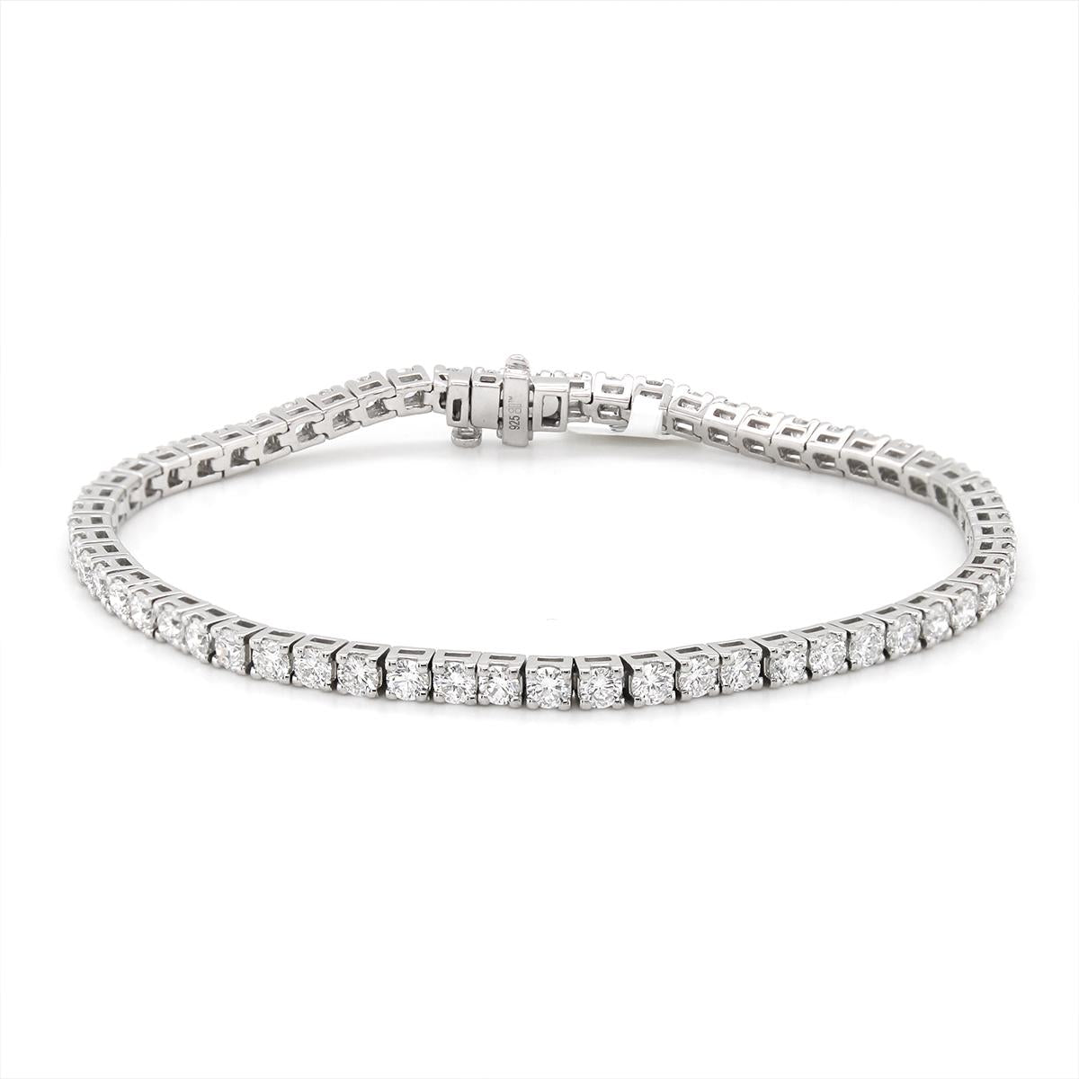 STERLING SILVER LAB GROWN DIAMOND TENNIS BRACELET, 5.00 CT TW