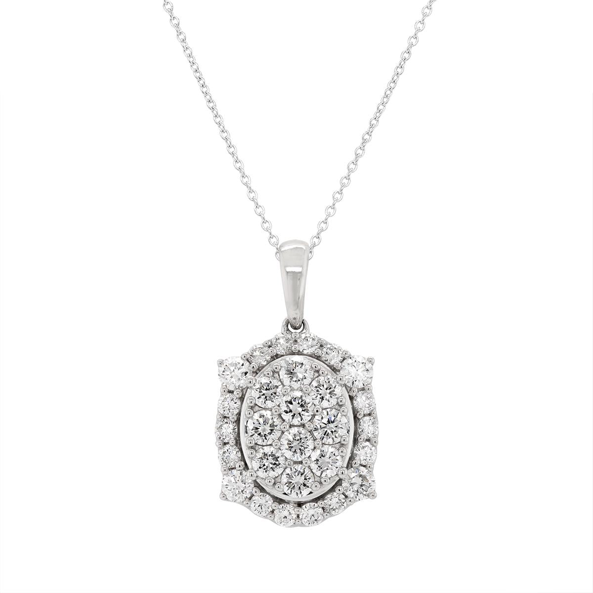 STERLING SILVER LAB GROWN DIAMOND PAVE PENDANT, 1 1/2 CT TW