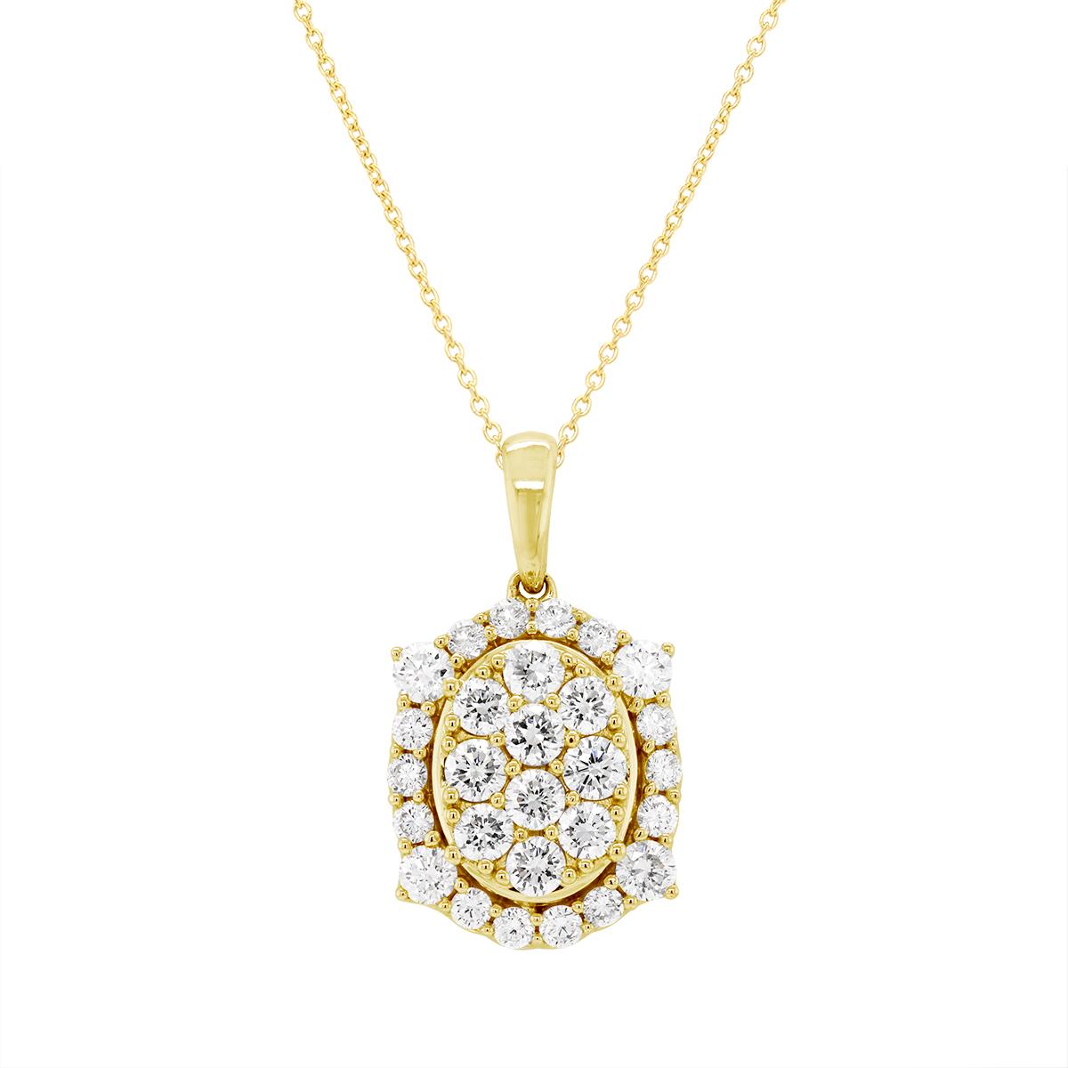 GOLD FILLD SILVER LAB GROWN DIAMOND PAVE PENDANT, 1 1/2 CT TW