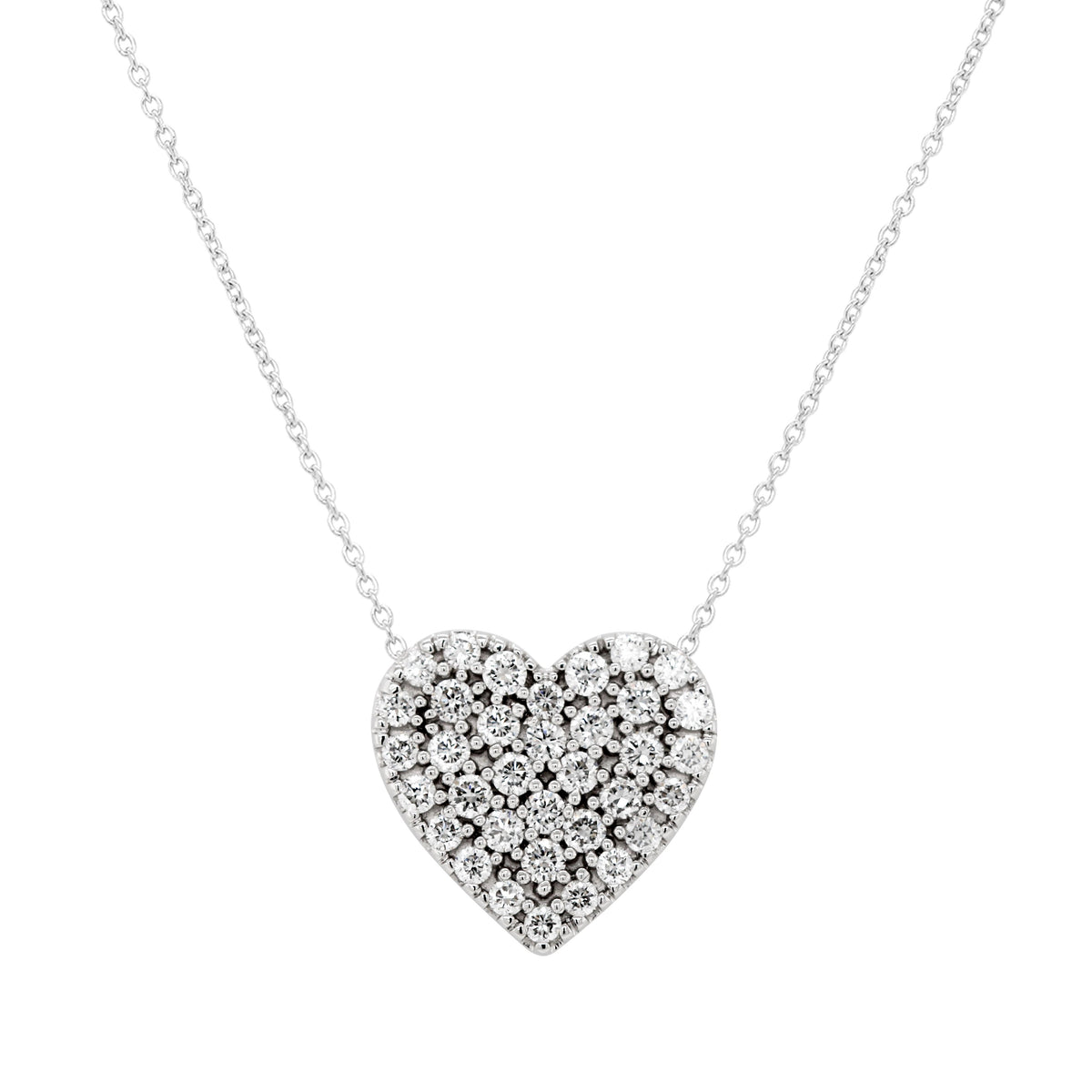 STERLING SILVER PAVE LAB GROWN DIAMOND HEART PENDANT, 1/2 CT TW