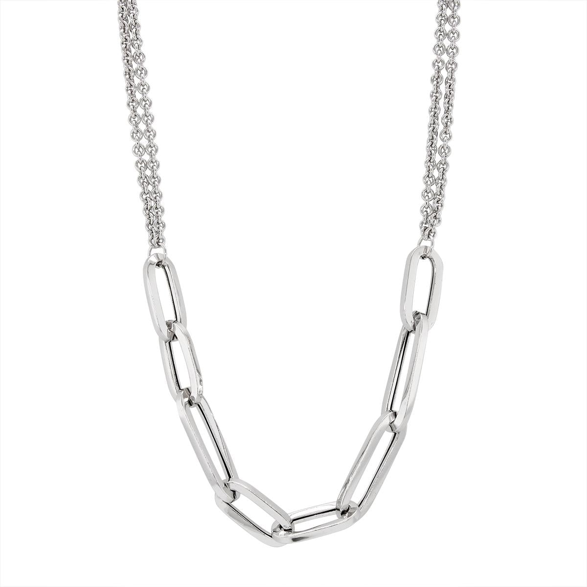 STERLING SILVER PARTIAL PAPERCLIP CHAIN NECKLACE