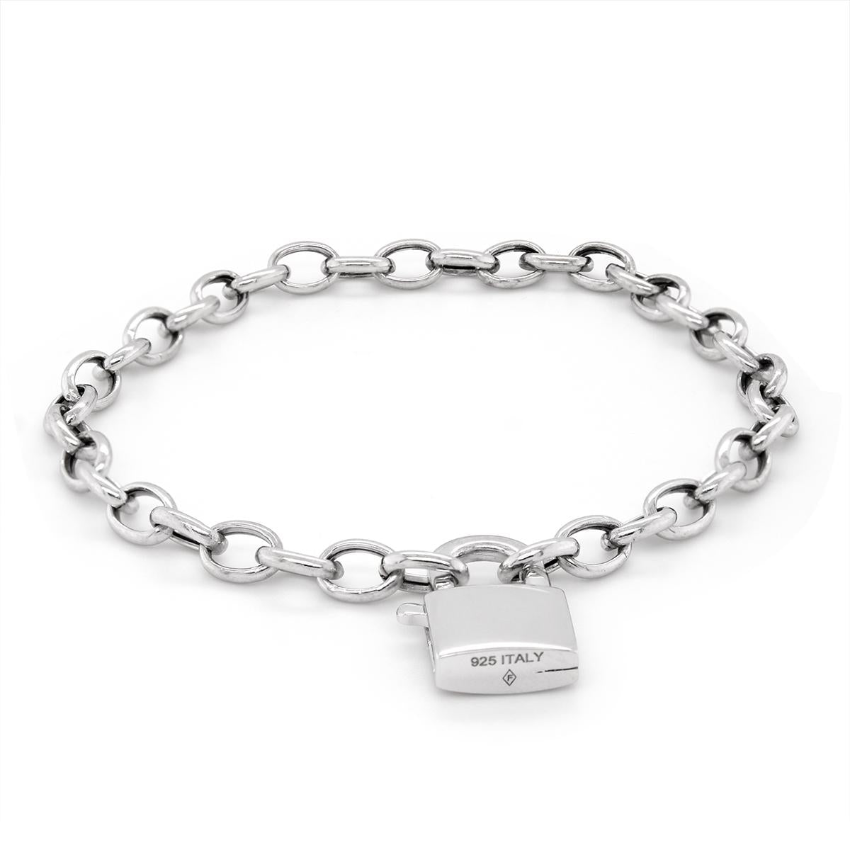 STERLING SILVER PADLOCK CLASP BRACELET