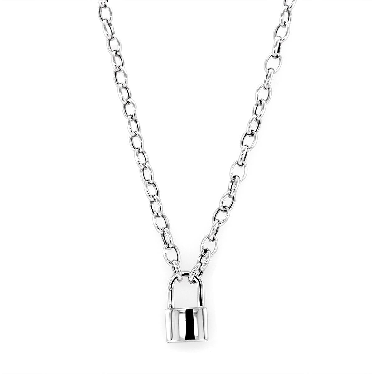 STERLING SILVER PADLOCK CLASP NECKLACE
