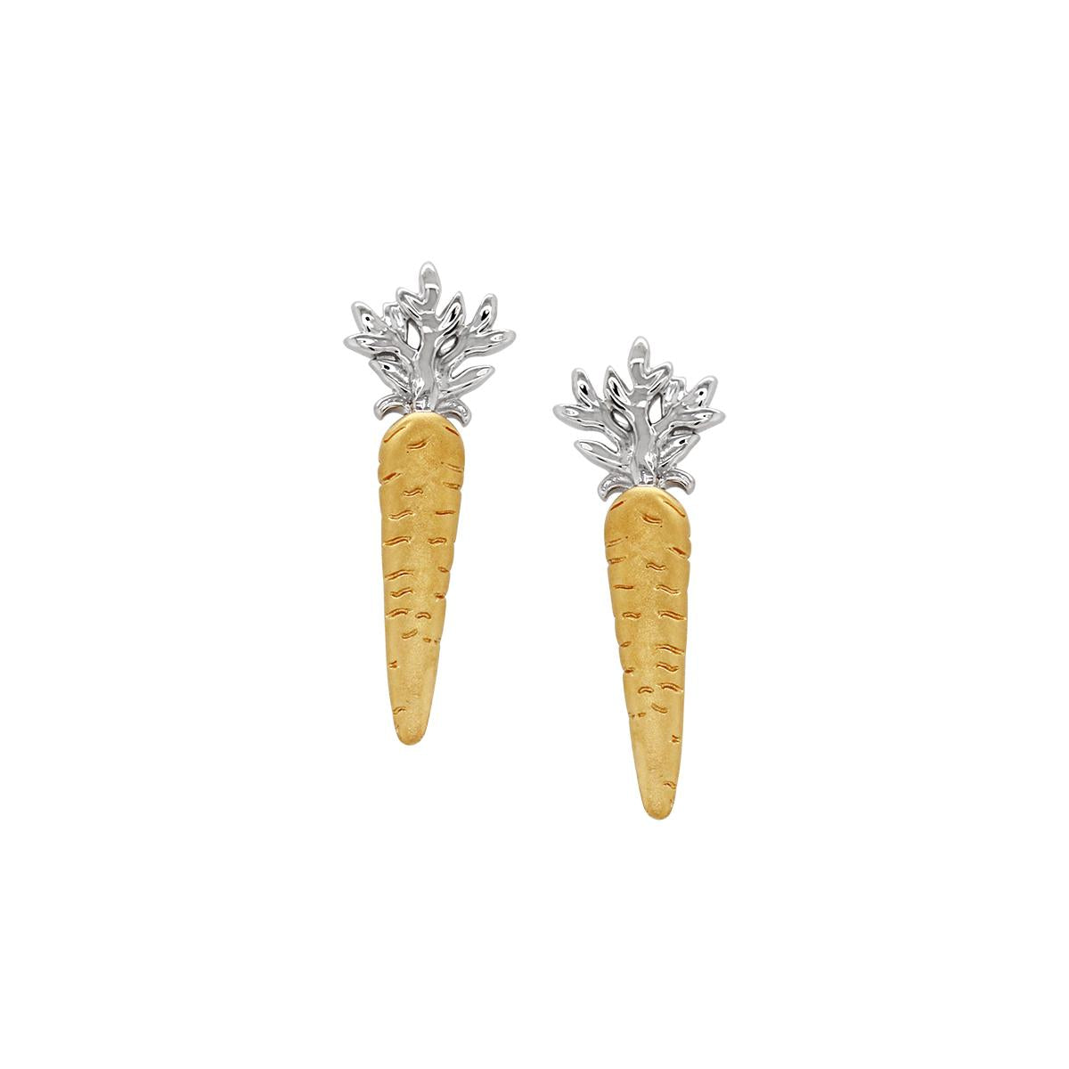 GOLD PLATED STERLING SILVER 2 CARROT STUD EARRINGS
