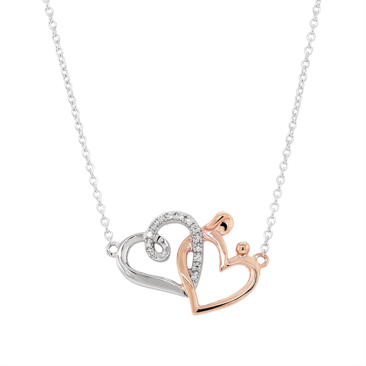 ROSE GOLD PLATED STERLING SILVER INTERLOCKING HEARTS PENDANT