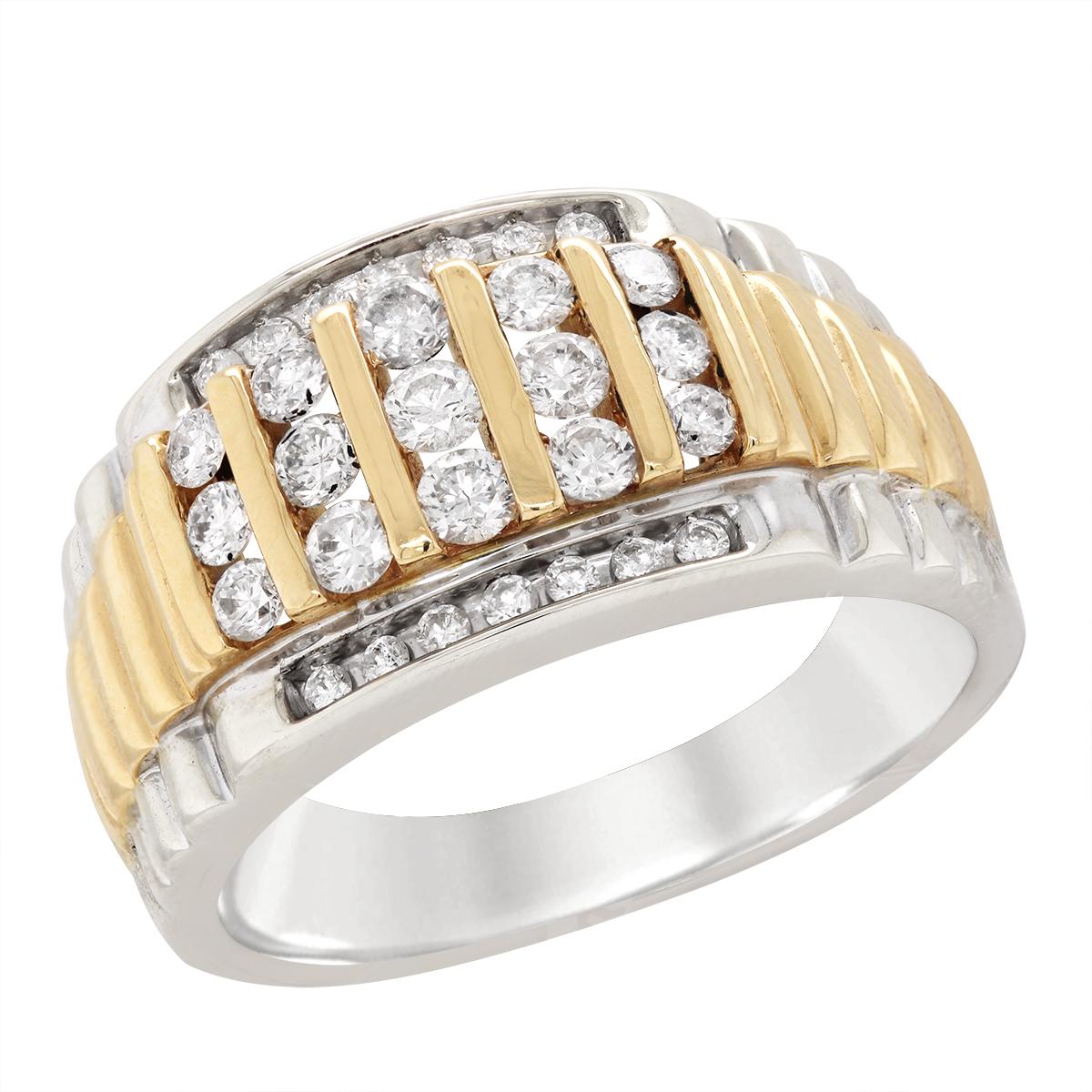 TWO-TONE GOLD MEN'S DIAMOND RING, 1.00 CT TW