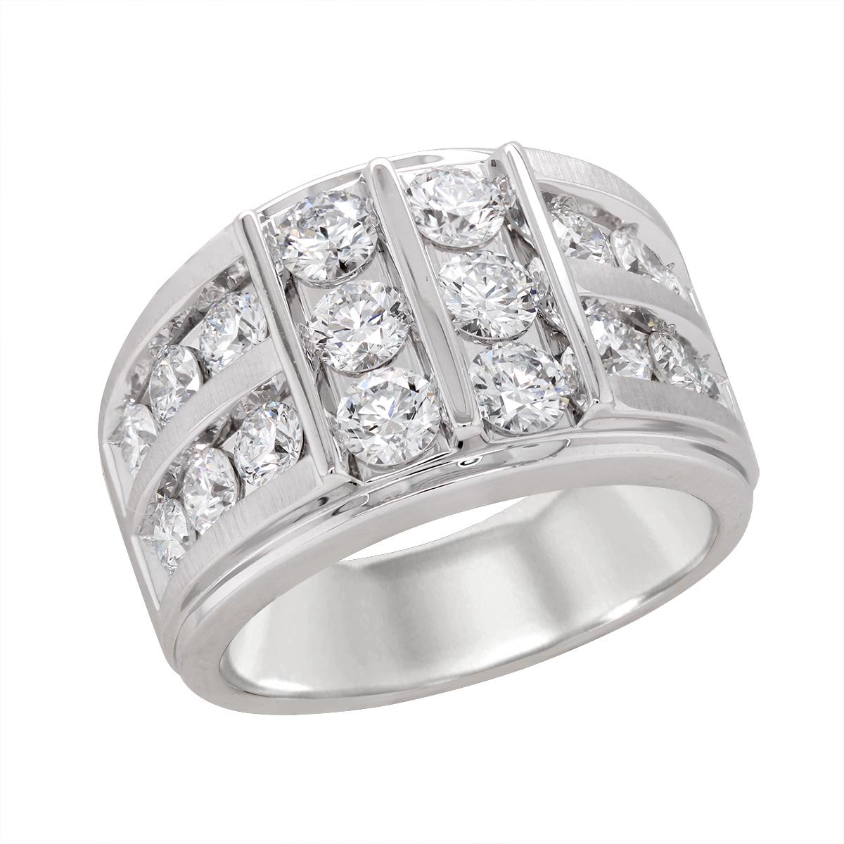 WHITE GOLD GENTS RING WITH LAB GROWN DIAMONDS, 2.95 CT TW