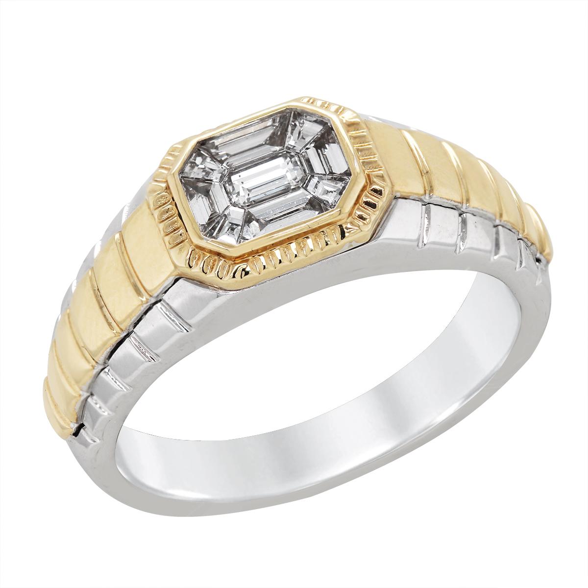 TWO-TONE GOLD MEN'S DIAMOND CLUSTER RING, 1/2 CT TW