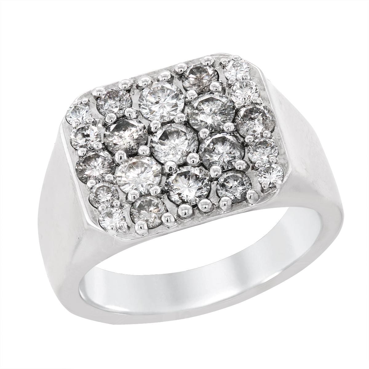 MEN'S WHITE GOLD DIAMOND PAVE RING, 2 1/2 CT TW