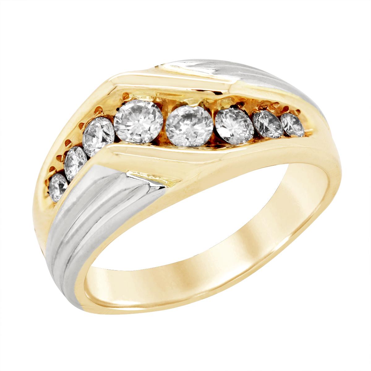 MEN'S TWO-TONE GOLD BYPASS STYLE DIAMOND RING, 98 CT TW
