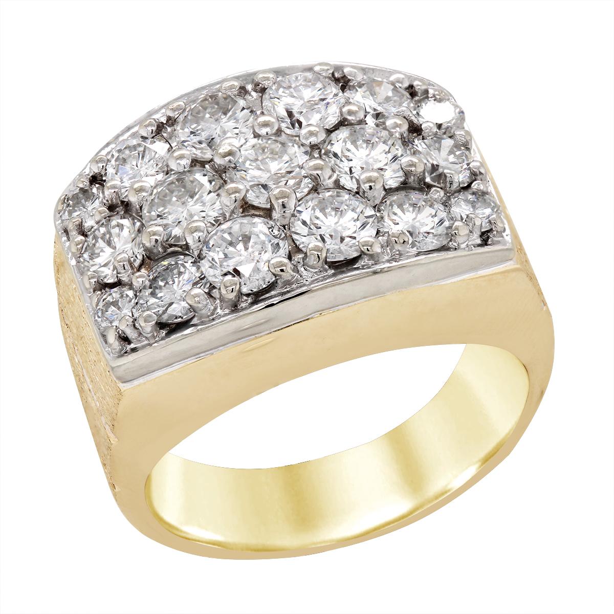 MEN'S TWO-TONE GOLD DIAMOND RING, 3.00 CT TW