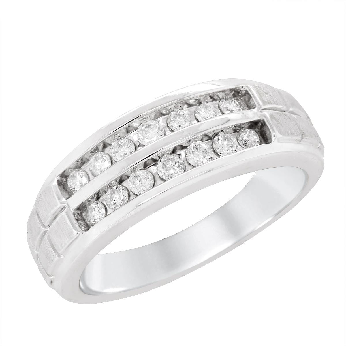 MEN'S WHITE GOLD DOUBLE CHANNEL DIAMOND RING, 1/2 CT TW