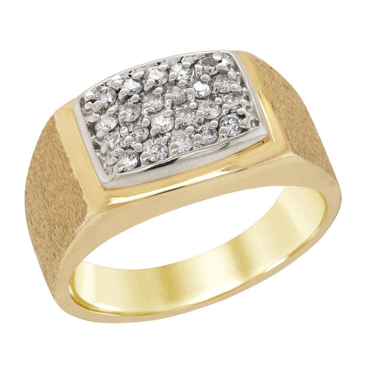MEN'S YELLOW GOLD DIAMOND CLUSTER RING, 1/4 CT TW