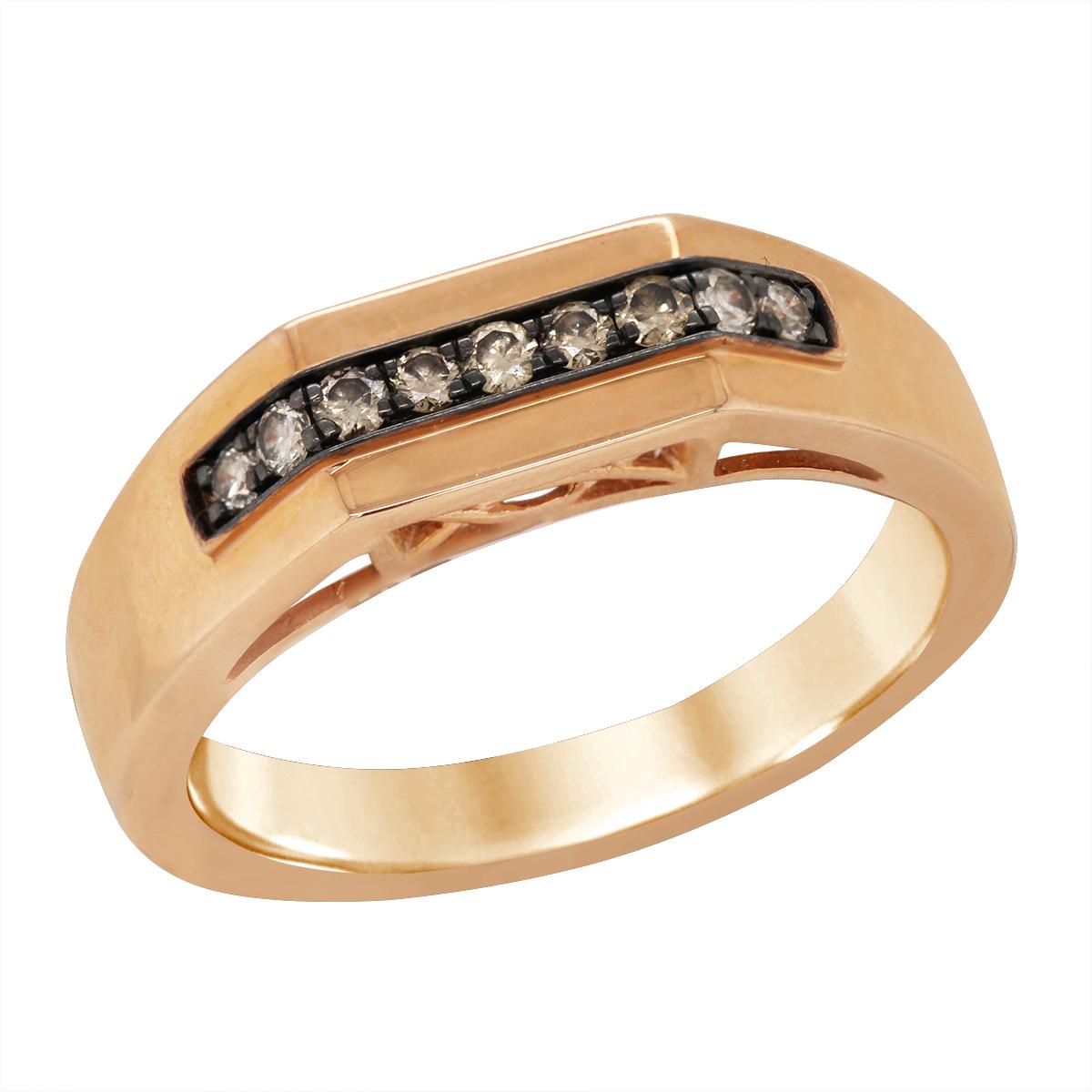 MEN'S ROSE GOLD CHAMPAGNE DIAMOND WEDDING BAND, 1/4 CT TW