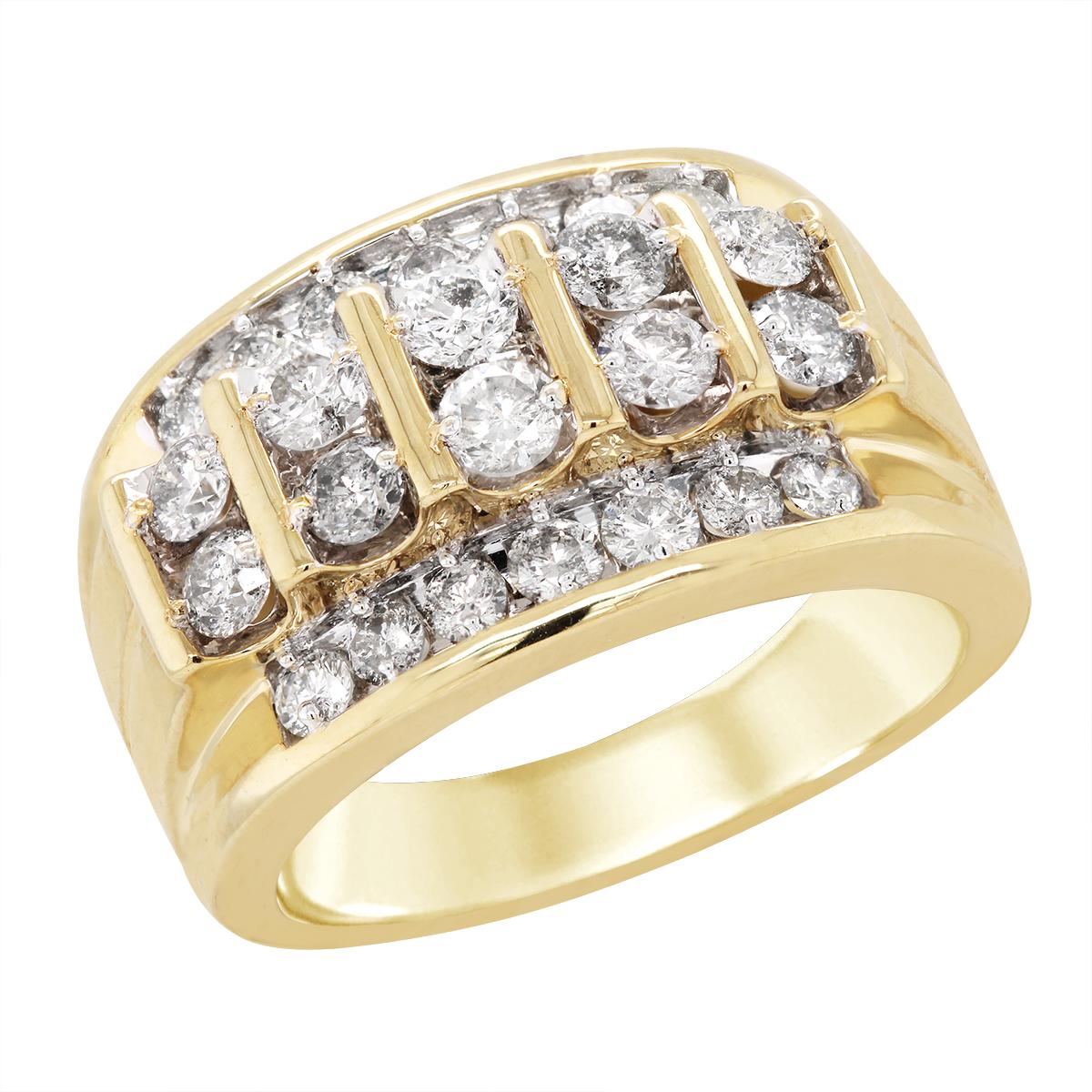 YELLOW GOLD MEN'S DIAMOND RING, 2.00 CT TW