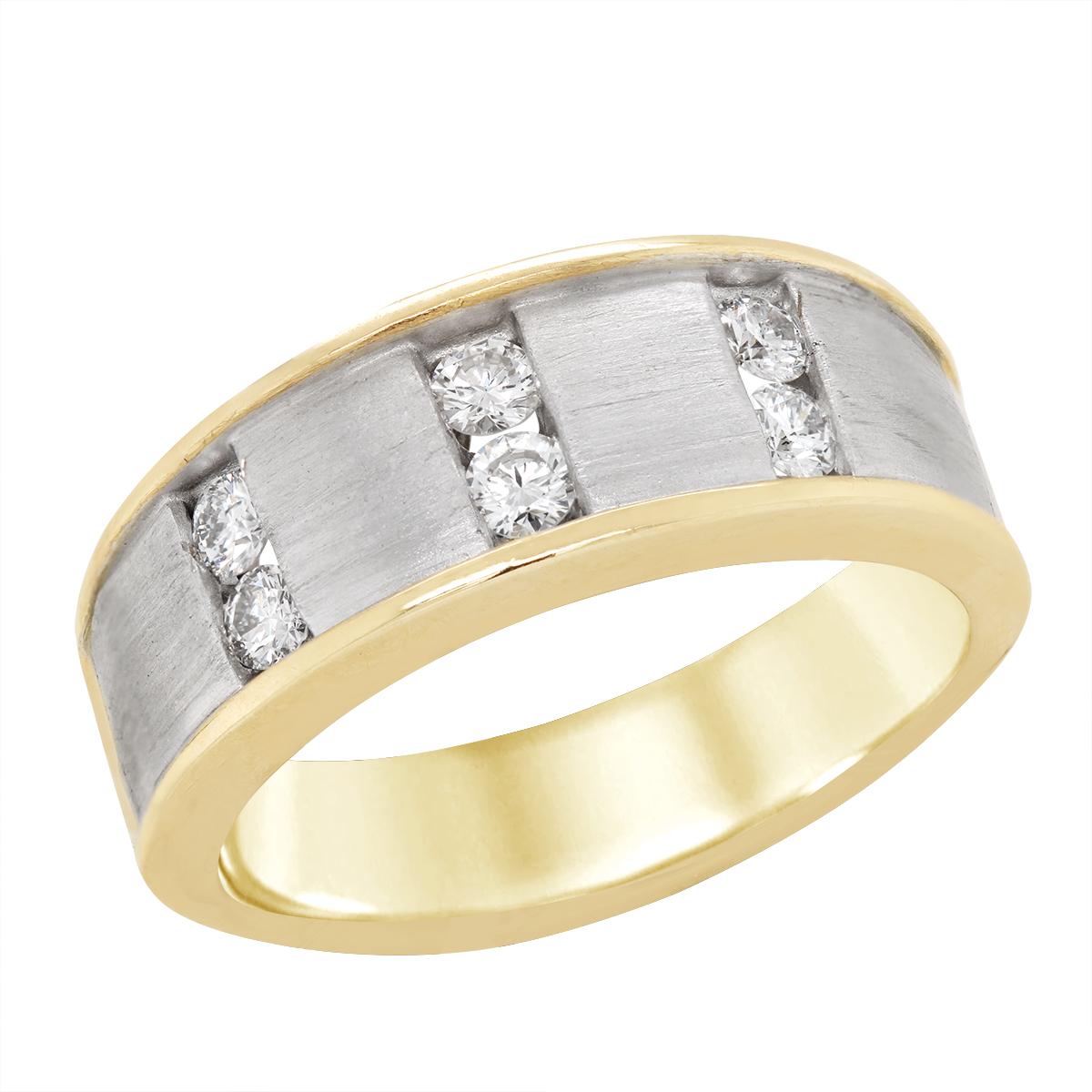 MEN'S TWO-TONE GOLD DIAMOND WEDDING BAND, 1/2 CT TW