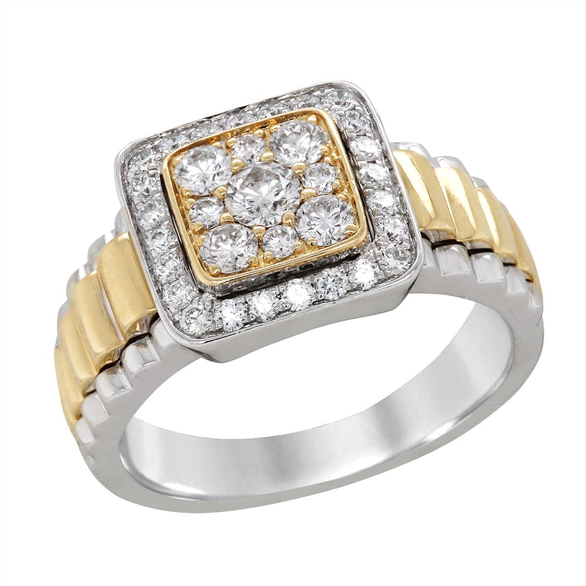 MEN'S TWO-TONE GOLD RING WITH CLUSTER SET DIAMONDS, 3/4 CT TW