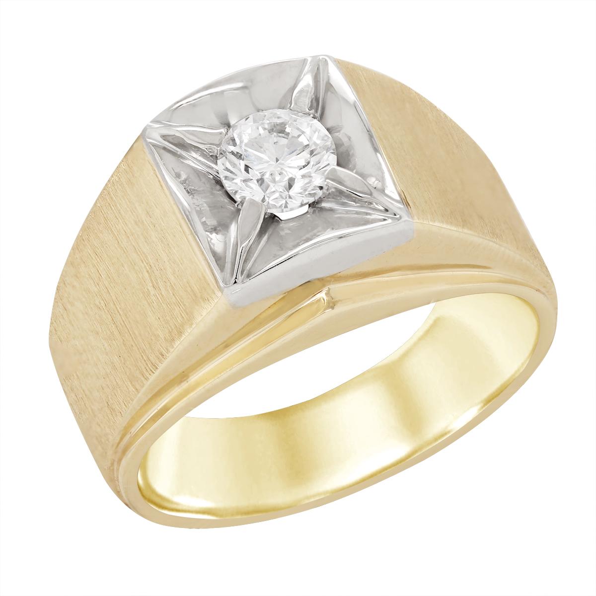 TWO-TONE GOLD MEN'S DIAMOND RING, 5/8 CT TW