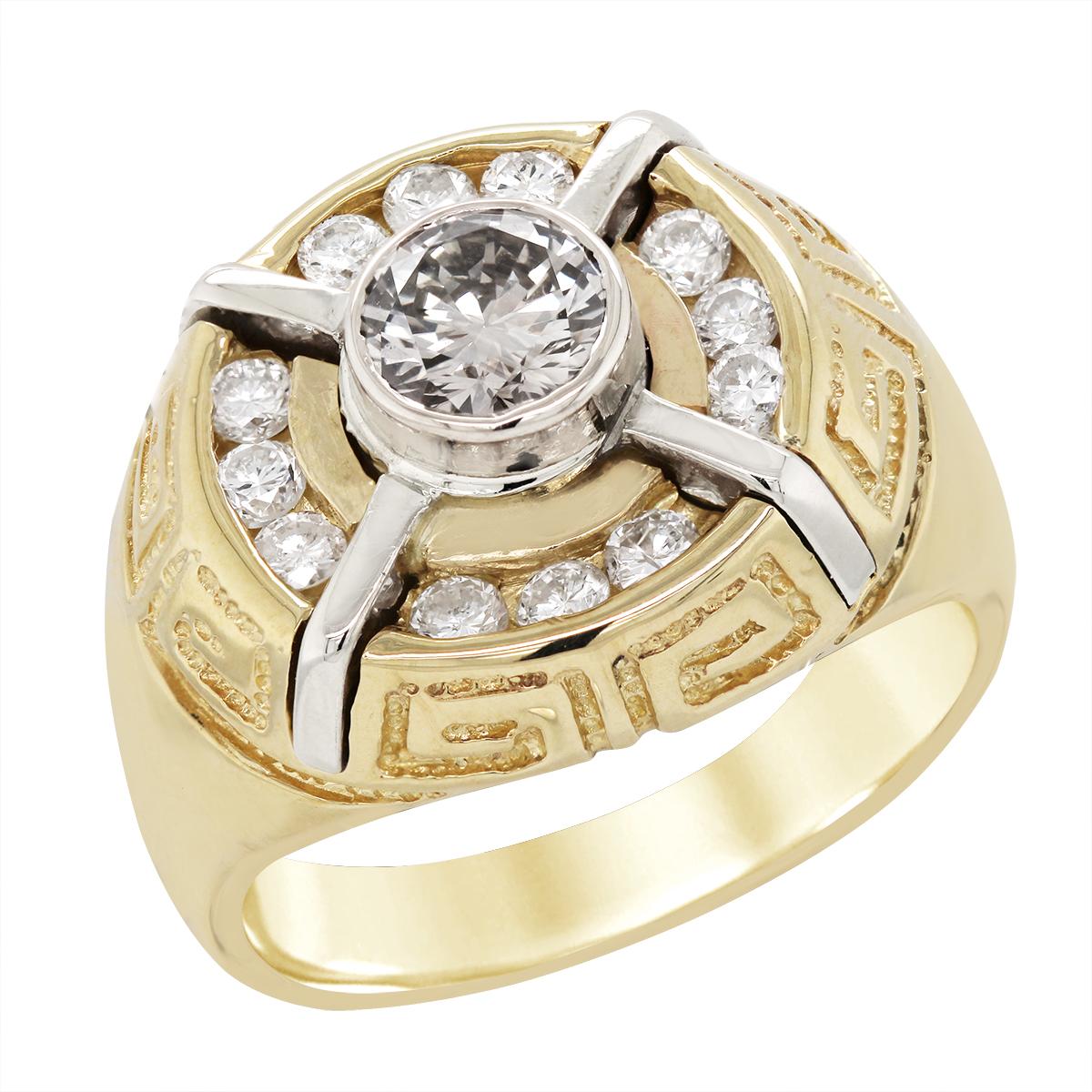 MEN'S YELLOW GOLD VINTAGE STATEMENT DIAMOND RING, 1 3/4 CT TW