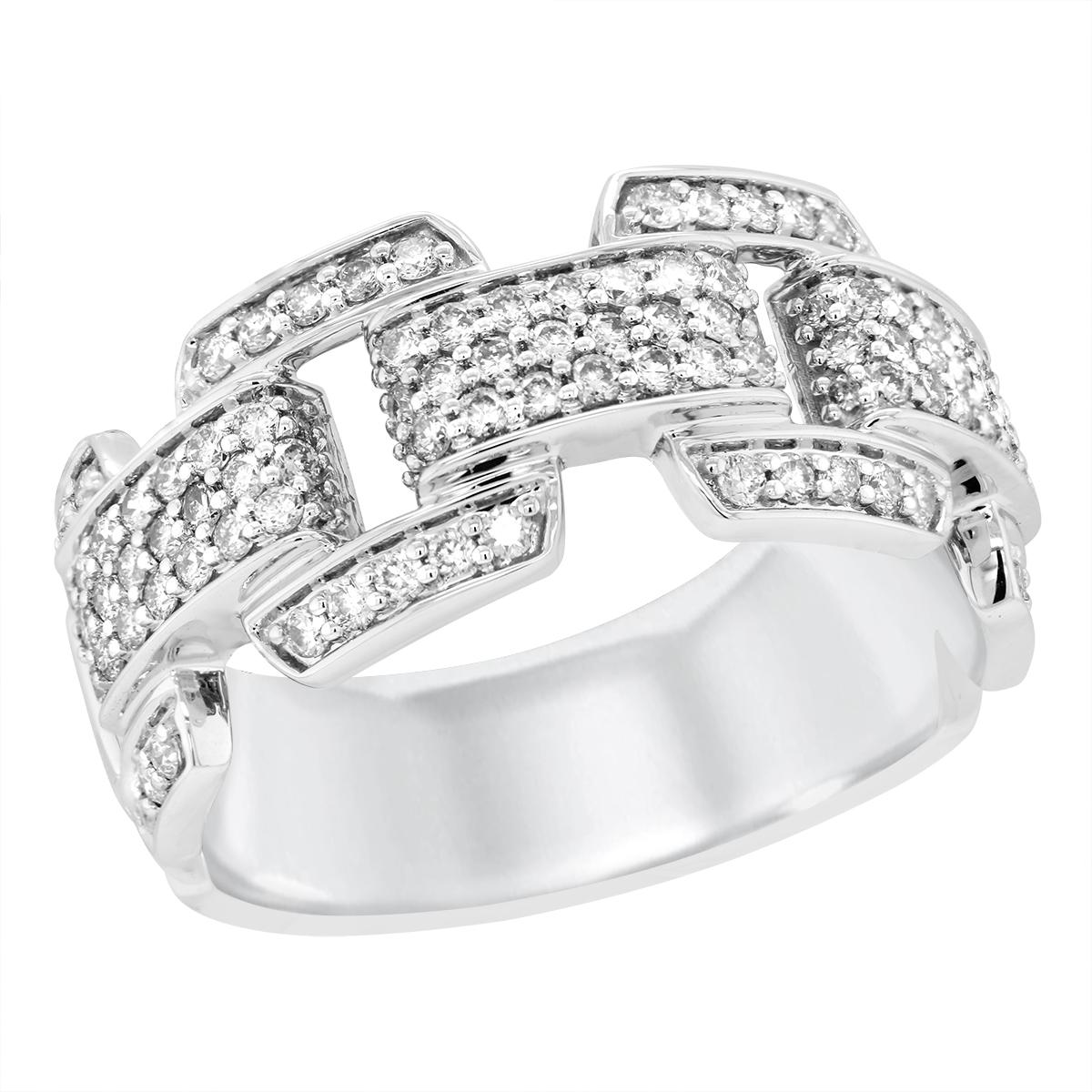 MEN'S WHITE GOLD DIAMOND PAVE RING, 1.00 CT TW