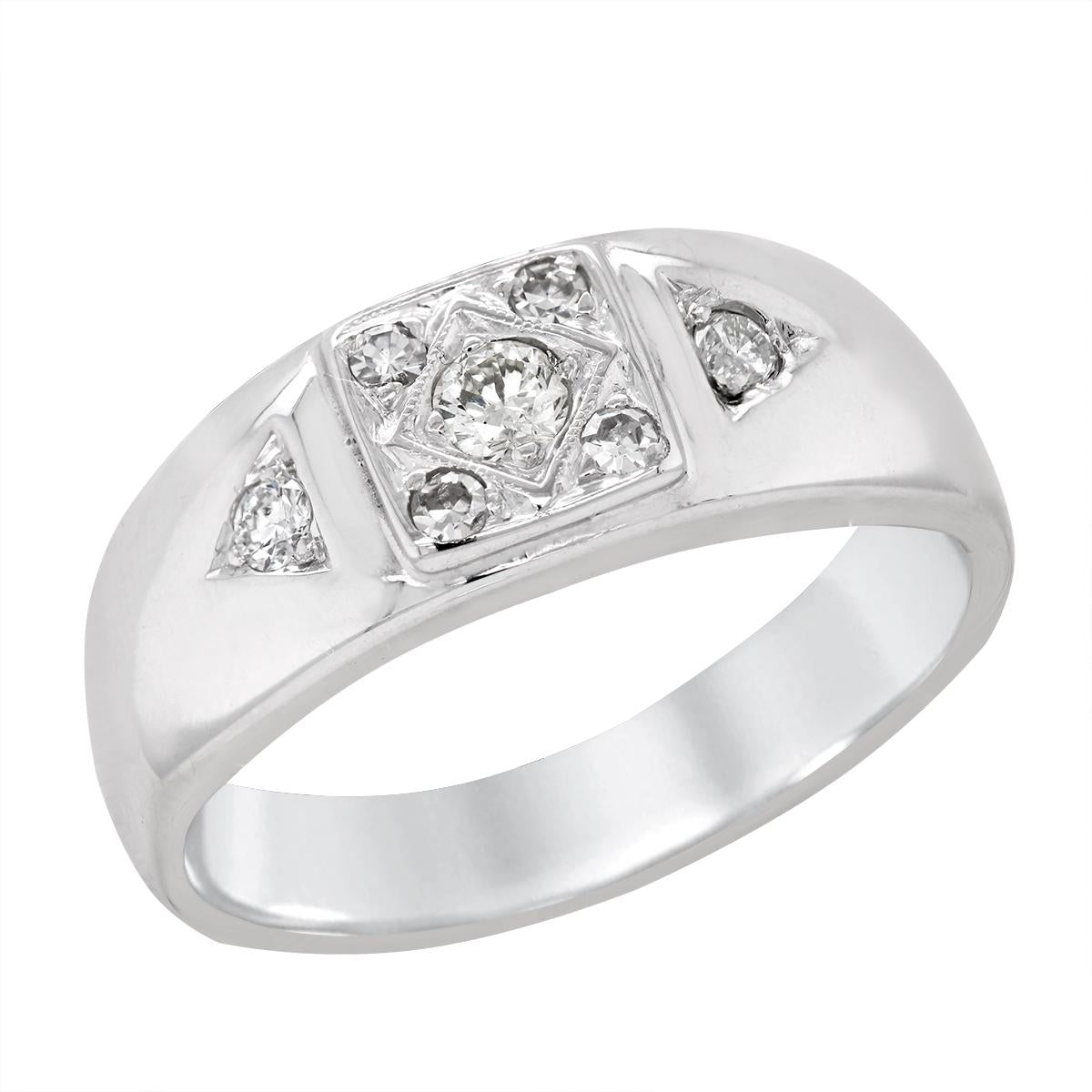 MEN'S WHITE GOLD DIAMOND RING, 1/4 CT TW