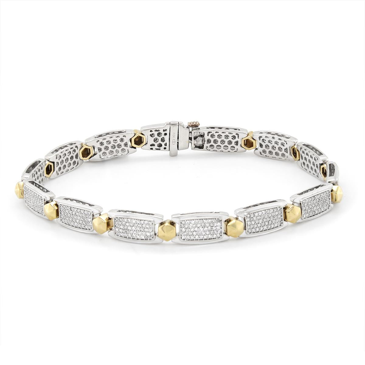 MEN'S TWO-TONE GOLD DIAMOND PAVE BRACELET, 2 1/5 CT TW
