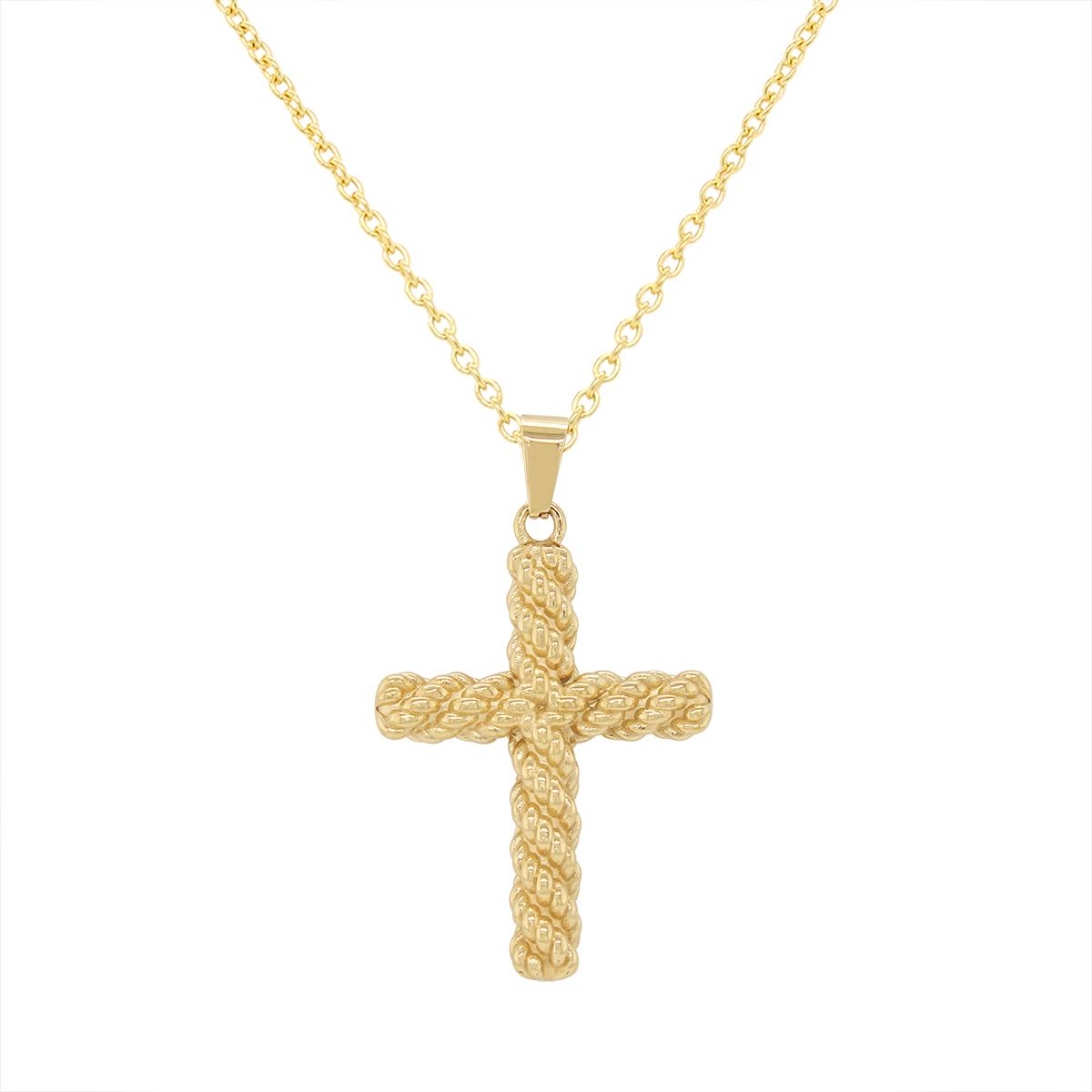 GOLD PLATED WEAVE CROSS PENDANT