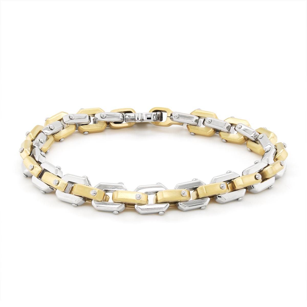 MEN'S GOLD PLATED STEEL C-LINK BRACELET