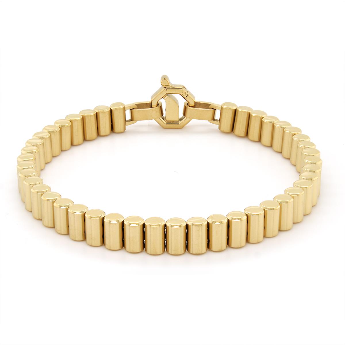 MEN'S GOLD PLATED STEEL COLUMN BRACELET, 7.5MM