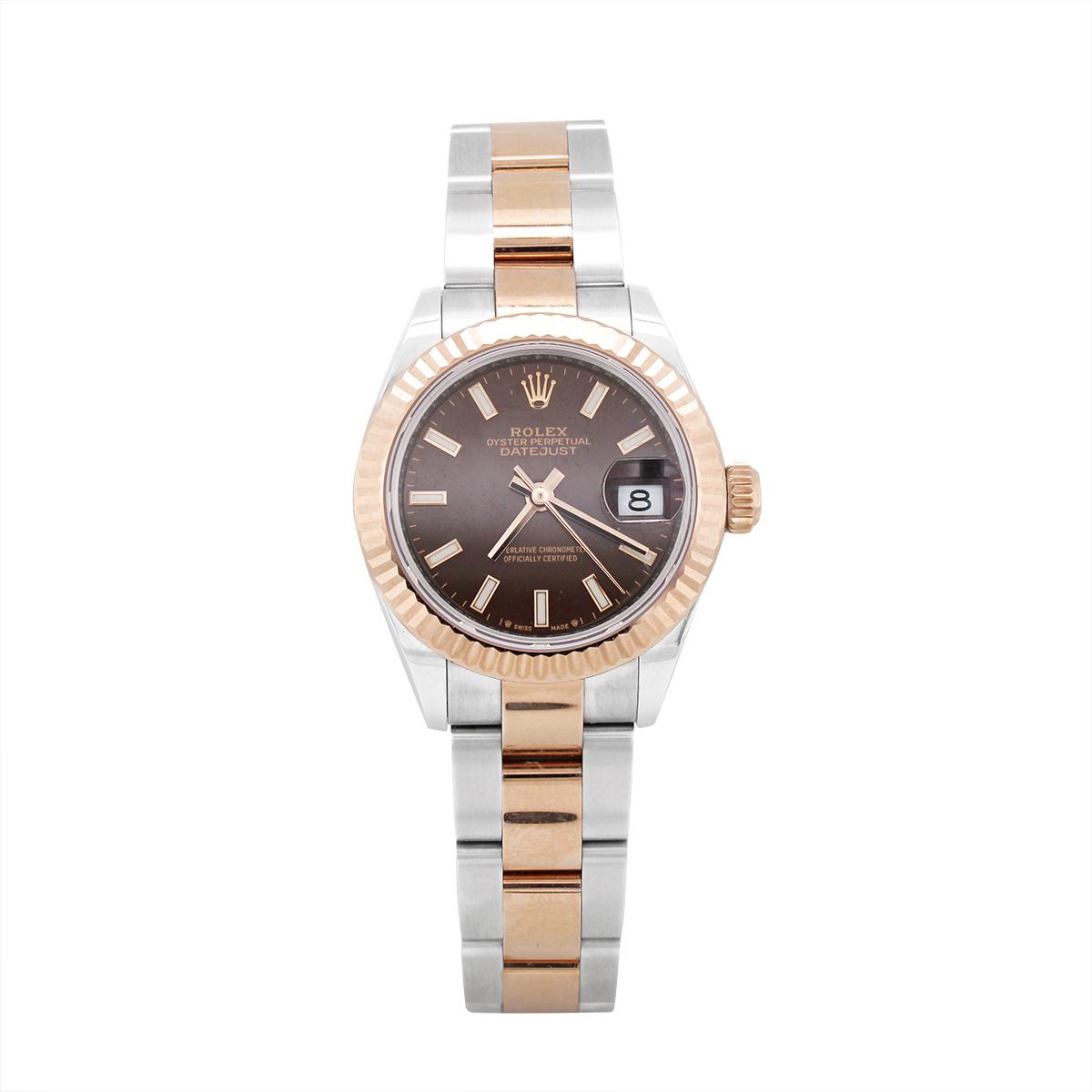 2024 LADIES TWO-TONE ROLEX DATEJUST WITH CHOCOLATE DIAL, 28MM