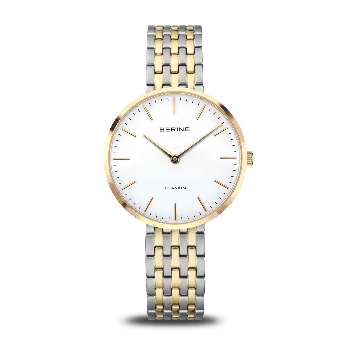 LADIES TWO-TONE TITANIUM BERING WATCH WITH WHITE DIAL