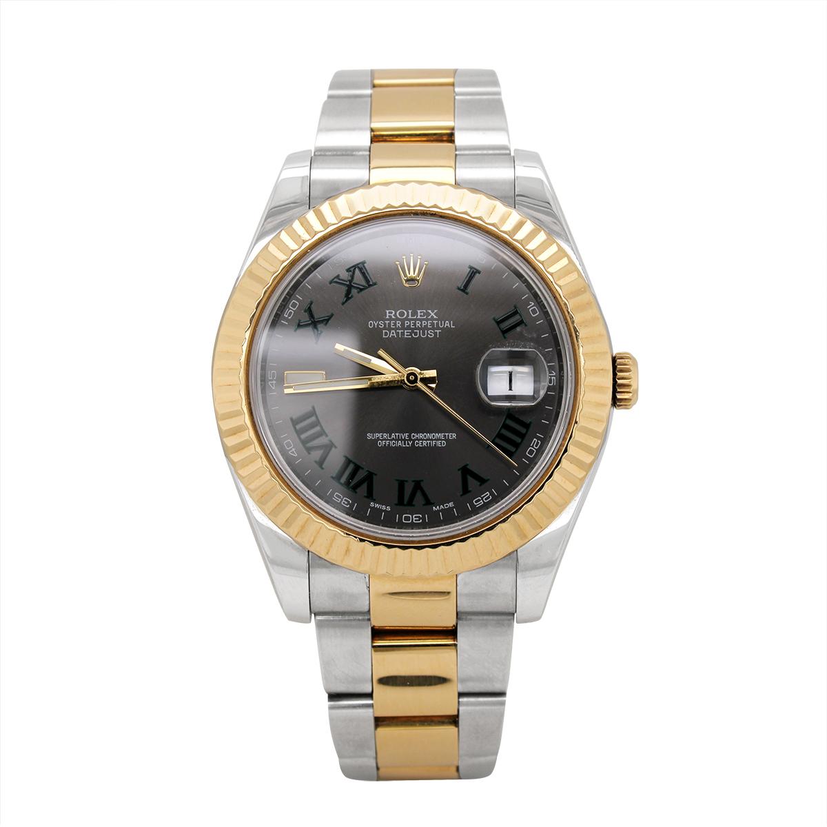 GENTS STEEL AND 18K GOLD 2014 ROLEX DATEJUST WIMBLEDON, 41MM