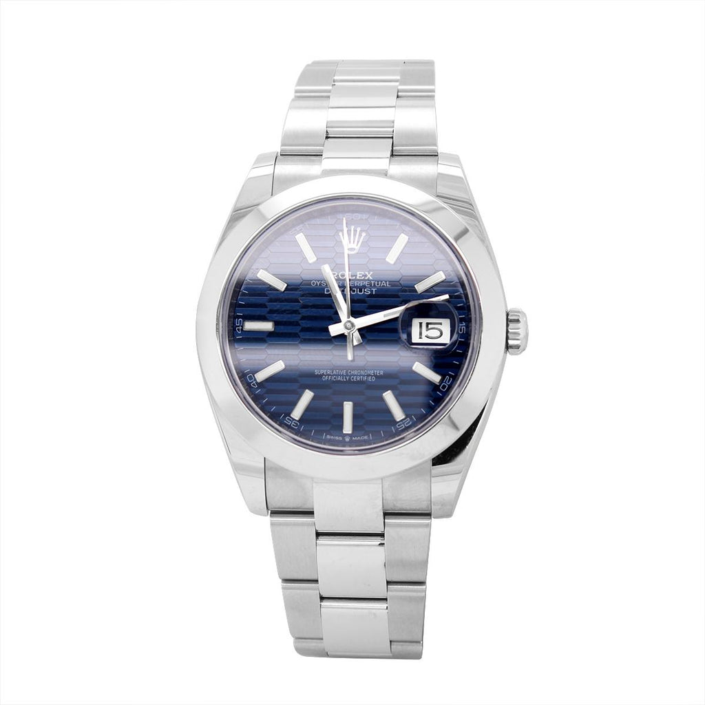 2023 STAINLESS STEEL ROLEX DATEJUST WITH BLUE DIAL, 41MM