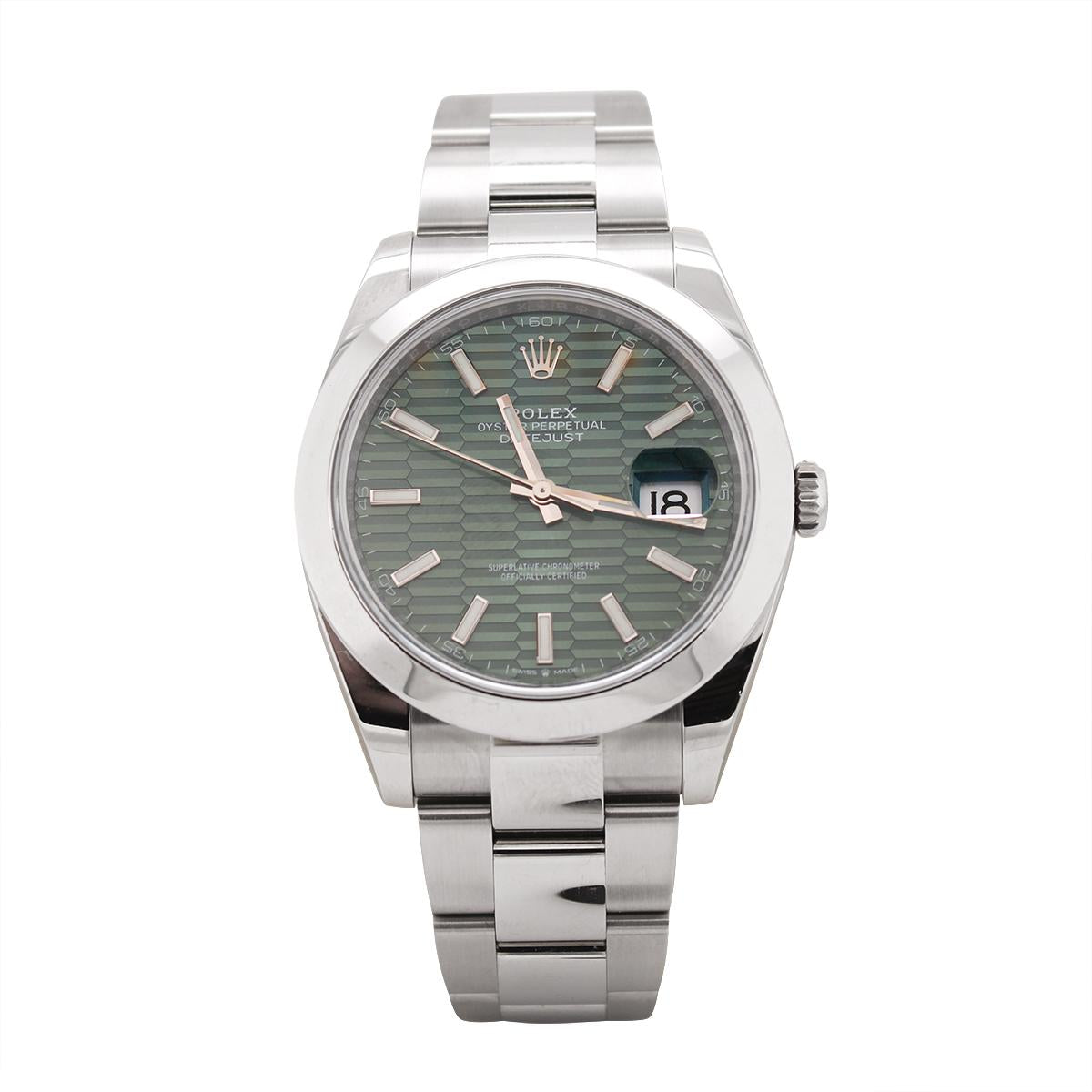 MEN'S 2022 ROLEX DATEJUST WITH GREEN DIAL, 41MM
