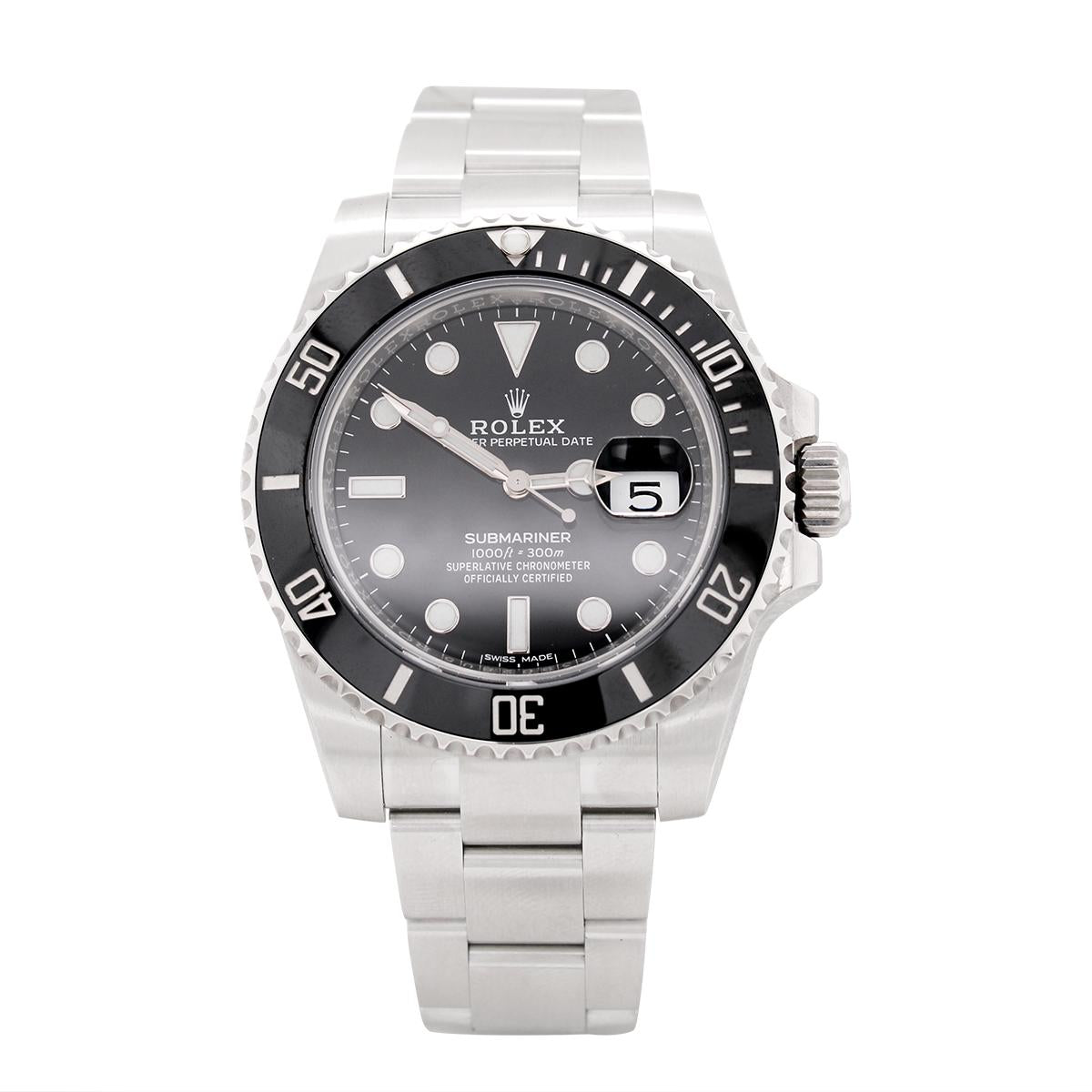 MEN'S 2018 ROLEX SUBMARINER WITH BLACK CERAMIC DIAL, 40MM