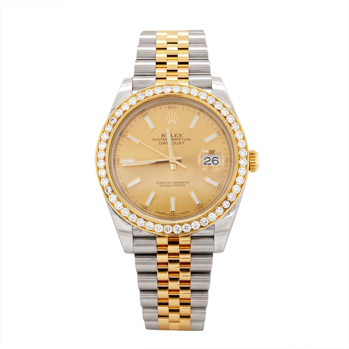 MEN'S STEEL AND YELLOW GOLD DATEJUST WITH DIAMOND BEZEL, 41MM