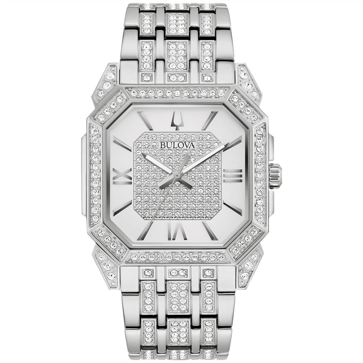 MEN&#39;S STAINLESS STEEL BULOVA OCTAVA WATCH WITH 300 CRYSTALS