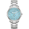 MEN&#39;S STAINLESS STEEL BULOVA MARINE STAR WATCH WITH BLUE MOTHER OF PEARL DIAL