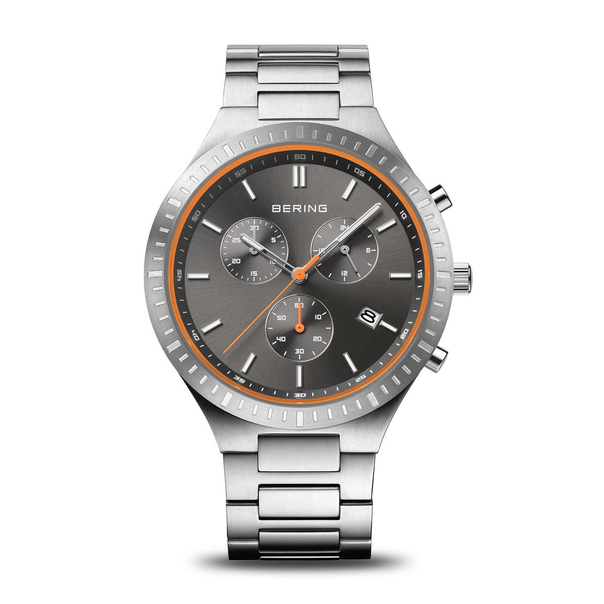 MEN&#39;S TITANIUM BLACK DIAL CHRONOGRAPH BERING WATCH