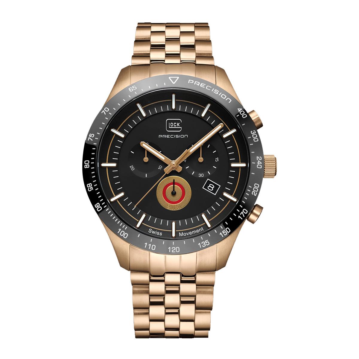 MEN'S COYOTE-TONE STEEL GLOCK WATCH WITH BLACK DIAL, 46MM