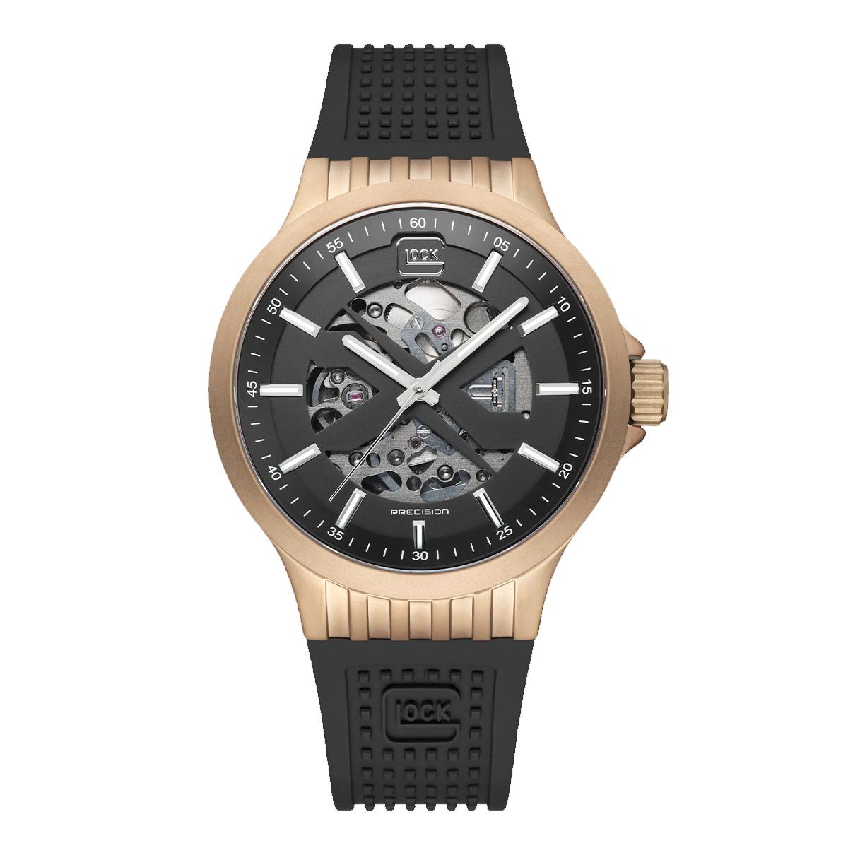 MEN'S COYOTE-TONE STEEL GLOCK WATCH WITH SILICONE STRAP, 44MM