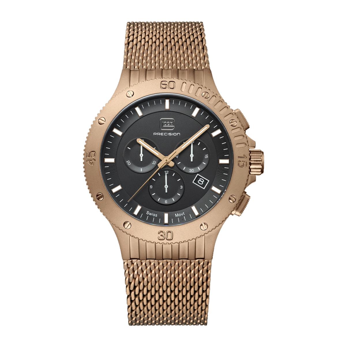 MEN'S COYOTE-TONE STEEL GLOCK WATCH WITH BLACK DIAL, 44MM