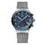 MEN'S STAINLESS STEEL GLOCK WATCH BLUE BEZEL AND MESH STRAP, 43MM