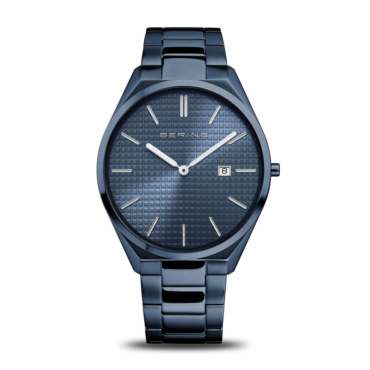 MEN&#39;S ULTRA SLIM BLUE STAINLESS STEEL BERING WATCH