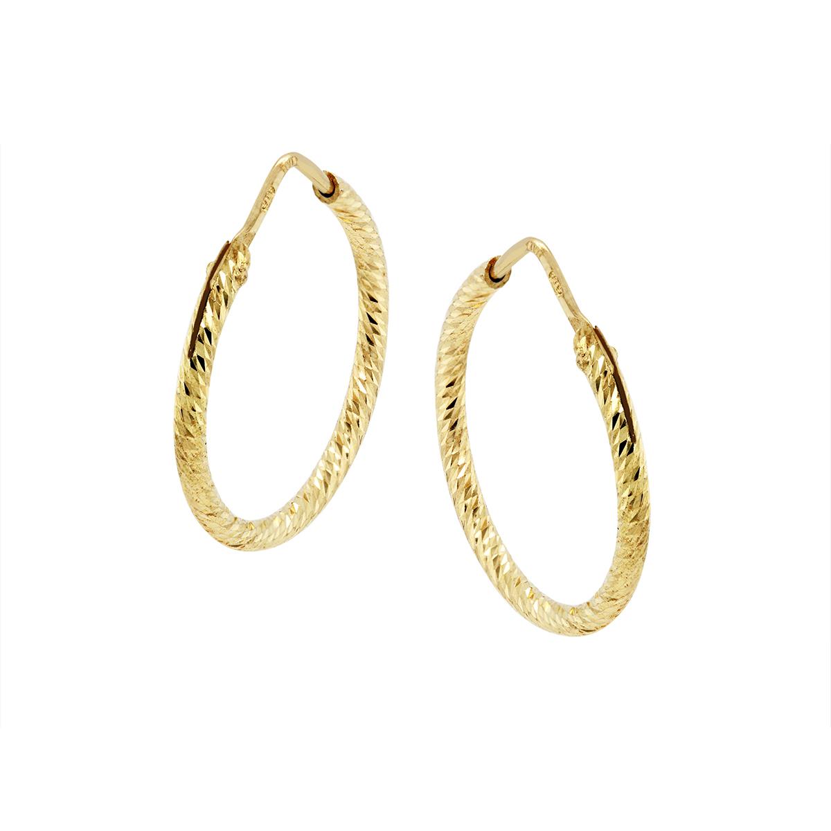 VERMEIL DIAMOND CUT HOOP EARRINGS