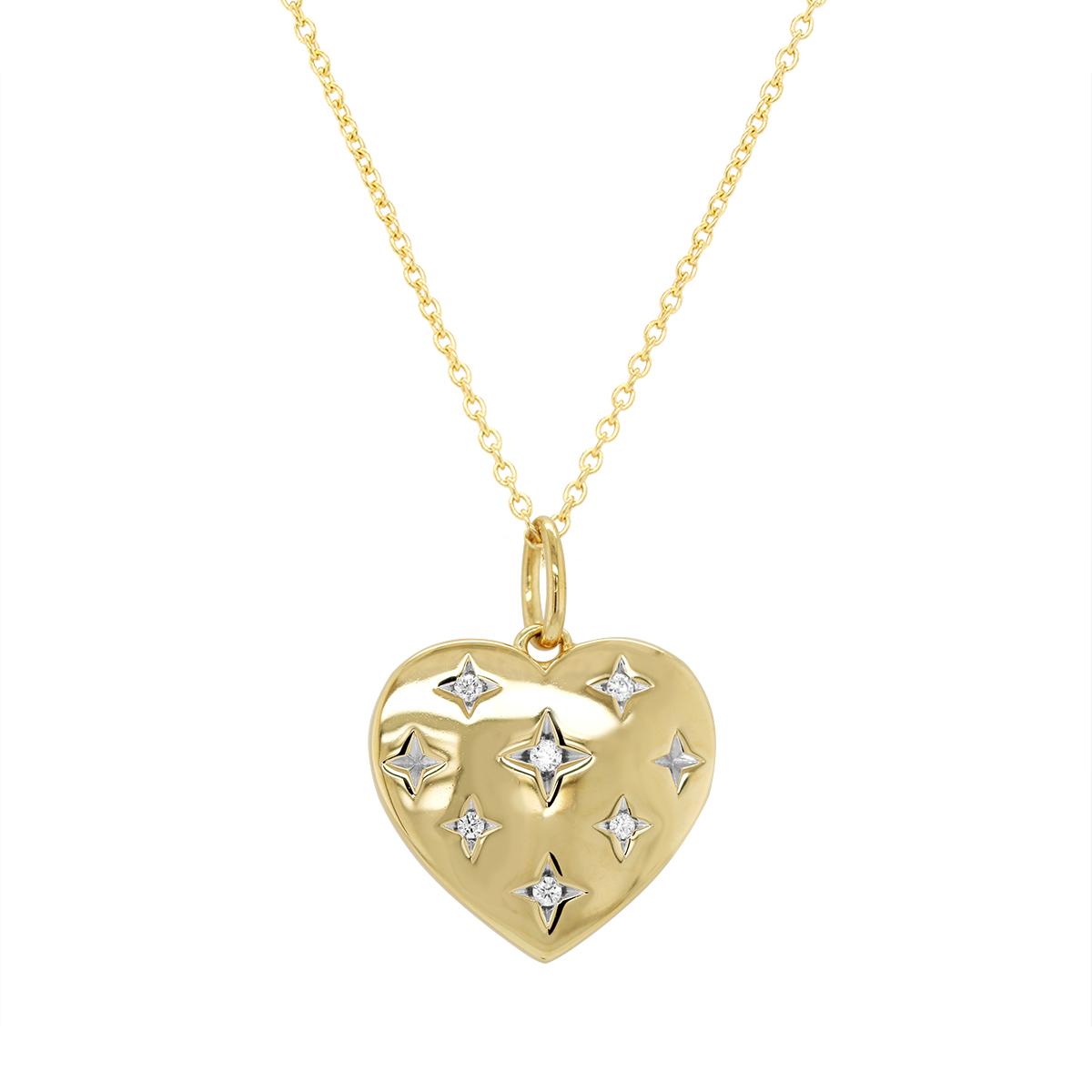 VERMEIL HEART PENDANT WITH LAB DIAMONDS, .05 CT TW