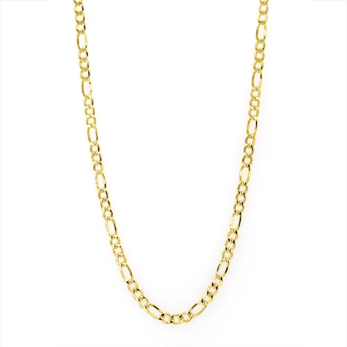 GOLD FILLED FIGARO CHAIN NECKLACE, 3MM