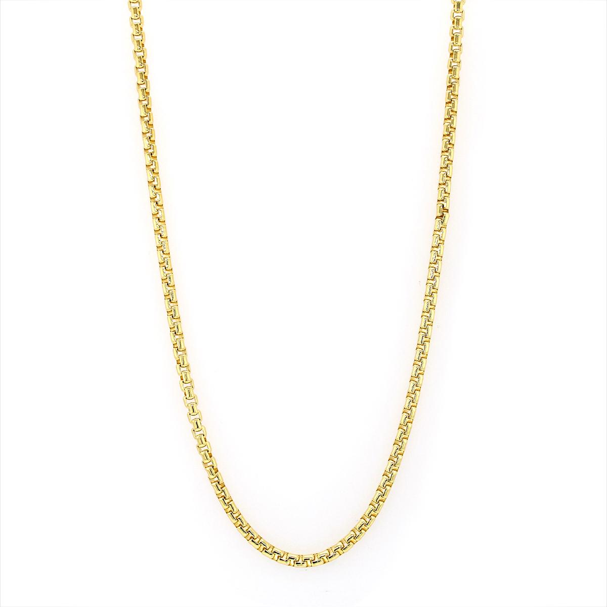 GOLD FILLED ROUND BOX CHAIN NECKLACE, 2.5MM