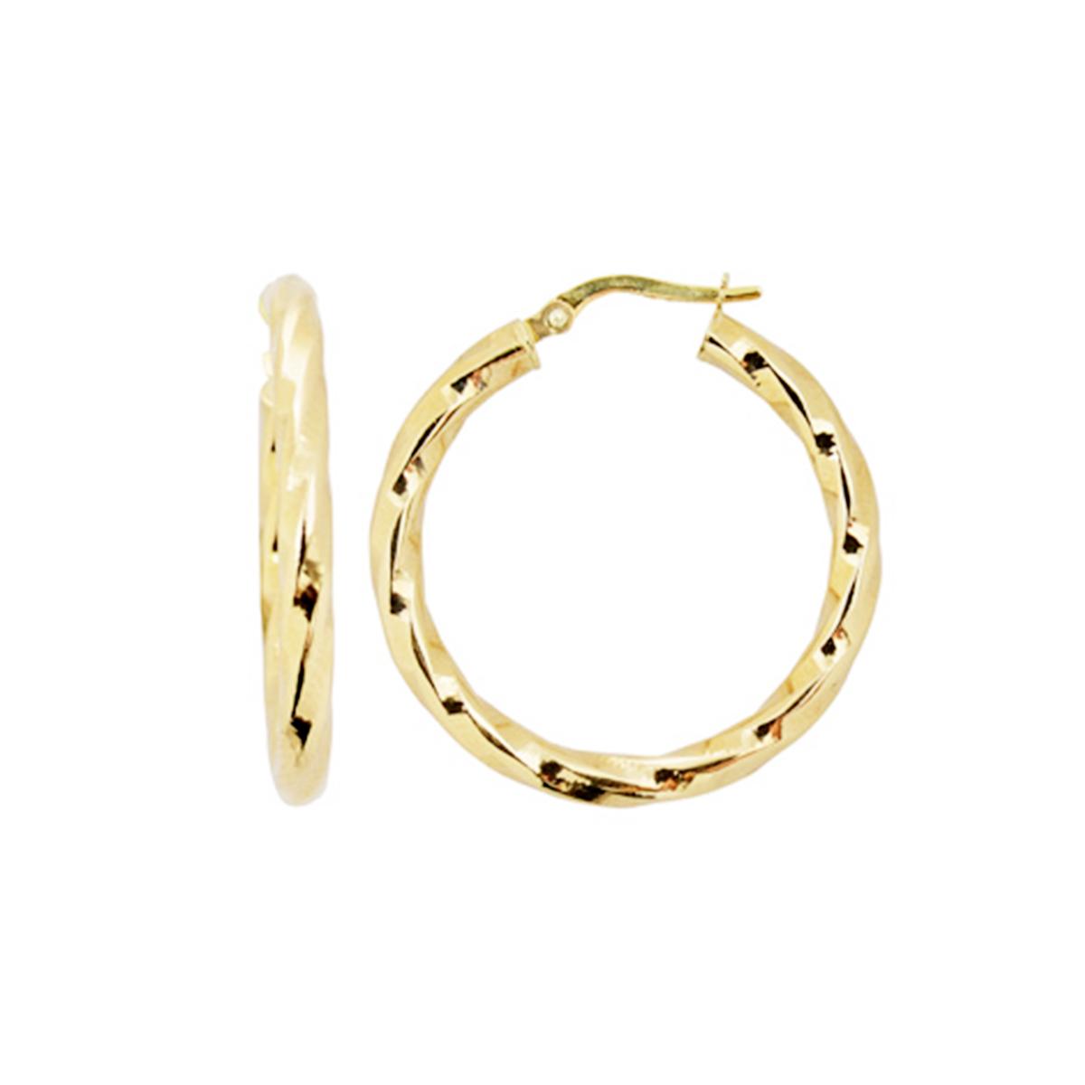 GOLD FILLED TWISTED HOOP EARRINGS, 30MM